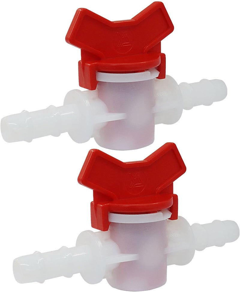 OSVJE 2PCS 3/8" ID in Line Hose Barbed Ball Valve Shut-Off Switch - Stable Plastic, Easy Installation, Leak-Free Design for Aquarium, Garden, and Micro Irrigation Systems, White - Image 1